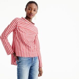 J. Crew red funnelneck striped shirt!